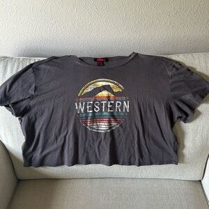 Rock & Roll Denim Western Crop T-Shirt, Size XXL